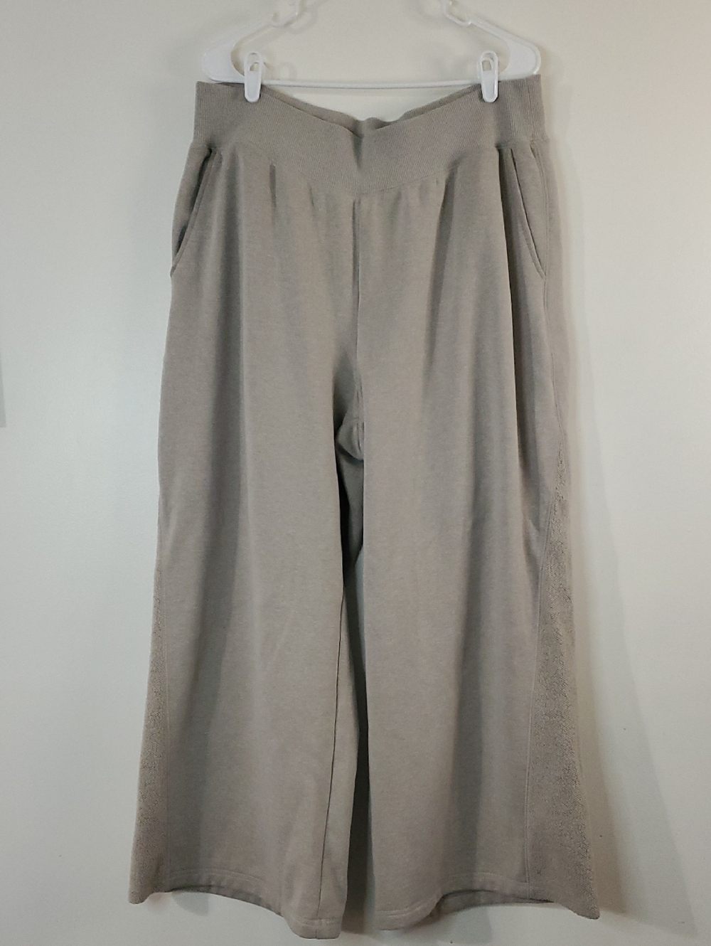 Aerie Apres-Chill Trouser Size XL Short Neutral Beige Wide-leg Chenille - Picture 5 of 16